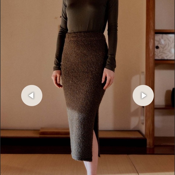 Mijeong Park boucle olive green brown midi skirt - Picture 1 of 11